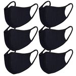 FECEDY 6pcs/Pack Dustproof Face Masks Cover Breathable Reusable for Outdoor Sport Half Face Earloop Face Masks Cover Dust Pollen Cotton Black Face Mask Cover(Black)