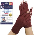 Dr. Arthritis Open-Finger Compression Gloves for Enhanced Joint Dexterity, Doctor-Developed Arthritis Gloves for Carpal Tunnel, Typing & Hand Pain Relief (Maroon)