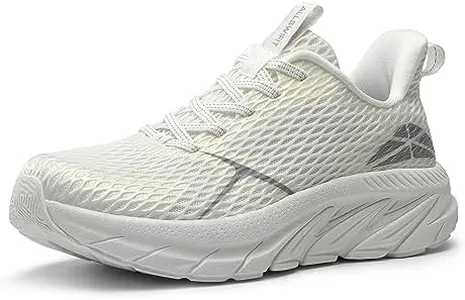 ALLSWIFIT Women's Walking Shoes Comfortable ActiveEase Running Tennis Athletic Gym Workout Cross Training Sneakers,Size 8.5,All White,SARR009W