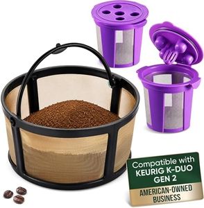 Reusable Keurig Duo Coffee Filter with 2 Refillable K Cups for Keurig K-Duo Hot & Iced (Gen 2) Single-Serve & Carafe Coffee Maker and K-Duo Essential Brewers by PureHQ - Replacement Mesh Basket Filter