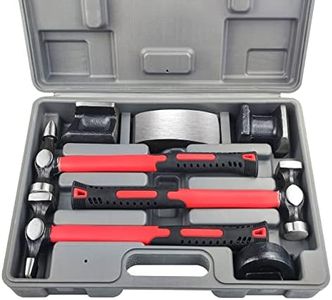 C&T Auto Body Repair Tool Hammer Dolly Set 7 Piece, Car Body Repair Tool Kit with Carrying Case, Carbon Steel Dolly and Hammer Dent Body Fender Tool Set