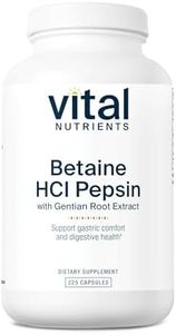 Vital Nutrients - Betaine HCL Pepsin and Gentian Root Extract - Powerful Digestive Support for The Stomach - Gluten Free - 225 Capsules per Bottle