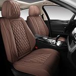 NUNIVAK Full Coverage Leather Car Seat Covers Full Set Fit for Cars Trucks Sedans with Waterproof Leatherette in Automotive Seat Cover Accessories (Brown)