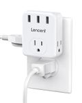 LENCENT Multi Plug Outlet Extender, Electrical 3 Outlets Splitter with 3 USB Ports, Wall Charger, 3 Prong, Multiple Power Outlet Expander for Home, Office, Hotel, Dorm, Cruise Ship Approved (White)