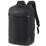 KINGSLONG 15.6-16 inch Slim Laptop Backpack for Men,Lightweight Waterproof Travel Computer Bag with USB Port Black, Deepblack, Modern|minimalist