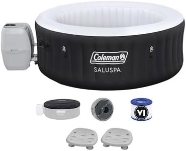 Bestway Coleman Miami AirJet Inflatable Hot Tub with EnergySense Cover Bundled with 2 SaluSpa Underwater Non-Slip Spa Seat with Adjustable Legs