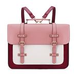 ECOSUSI Messenger Bag for Women Briefcase Backpack 15.6 inch Laptop Work Bag PU Leather Satchel Bags for School, Office, Pink