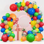 Fiesta Balloons Garland Arch Kit,117pcs Rianbow Confetti Balloons in 4 Size 18"12"10"5" Latex Balloons for Birthday Party Carnival Circus Fiesta Wedding Party Decorations…