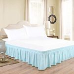 Indian Kingdom Aqua Blue Wrap Around Bed Skirt 650-TC 100% Egyptian Cotton with Easy Fit 20" Inch Tailored Drop - [King Size] (72''x78'') 20" Height