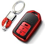 ontto Car Key Cover for Honda Accor VEZEL CIVIC XR-V CR-V Spirior, Premium Soft TPU Silicone Protective Key Fob Cover for Odyssey AVANCIER JADE Accord Crosstour Key Case Remote Smart Key Fob - Red