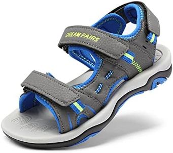 DREAM PAIRS Boys Girls Fashion Athletic Summer Sports Sandals(Toddler/Little Kid/Big Kid),Size 5 Big Kid,Dark/grey/royal/neon/green,170891_K