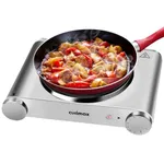 Cusimax Hot Plate Electric Burner Single Burner Cast Iron hot plates for cooking Portable Burner 1500W with Adjustable Temperature Control Stainless Steel Non-Slip Rubber Feet, Upgraded Version