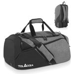 Tolaccea Sports Duffle Bag for Men Women, 47L Large Gym Backpack with Shoes Compartment and Wet Pocket, Holdall Duffel Bags for Overnight/Weekend/Travel/Swimming/Football/Yoga