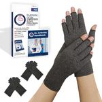 Doctor Developed Compression Gloves for Arthritis & Doctor Written Handbook/Fingerless Arthritis Gloves for Women & Men, Hand Support for Arthritis Pain Relief & Carpal Tunnel, 2 Pairs (XL)