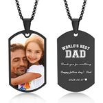 VNOX Necklace for Men Free Engraving, Stainless Steel Dog Tag Pendant Necklace with Chain, Army Card Identity Necklaces, Birthday Gift for Dad Husband Boy Brother Sister Best Friend