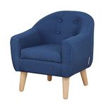 Kids Sofa Chair - Linen Fabric Upholstered Toddler Couch-Wooden Frame Kids Armchair with Wooden Legs for Children Gift (Blue)