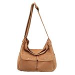 Canvas Messenger Bag Large Hobo Crossbody Bag with Multiple Pockets Casual Shoulder Tote Bag Grocery Bag for Women and Men (Brown)