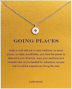 Message Card Compass Necklace Good Luck Bar Pendant Necklace for Women Jewelry … (compass nacklace)