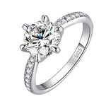 JewelryPalace Classic 3ct Cubic Zirconia Solitaire Engagement Rings for Women, 925 Sterling Silver 14K White Gold Plated Promise Ring for Her, Round Cut Simulated Diamond Anniversary Wedding RingsL