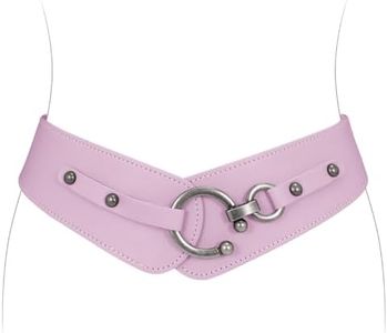 JASGOOD Women's Elastic Wide Belts Retro Stretchy Belt Vintage Cinch Belts for Dresses Coats, Purple