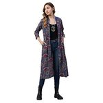 Azira Front Open Longline Printed Cotton Shrug For Women And Girl Red,Blue and Red,XL