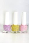 Pretty Pastels Vegan Nail Polish Combo Set of 3, quick dry, 12 toxic free formula,festive gifting nail enamel, nail lacquer (Pastels Shades - Pink, Purple, Yellow)