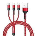 RAVIAD Multi Charger Cable, 1.2M Nylon Braided 3 in 1 Multi USB Charging Cable with Micro USB Type C iP for Phone 13 12 11 X XR 8, Android Galaxy S21 S20 S10, Huawei, Nokia, Kindle, LG