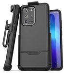 Encased Galaxy S20 Ultra Belt Clip Protective Holster Case (Rebel Armor) Heavy Duty Rugged Full Body Cover (Black)