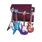 DUXUANT Miniature Simulation Electric Guitar Miniature Bass Model,Dollhouse Mini Musical Instrument,1:12 Mini Musical Instrument for Mini Music Room Home Decor(4pcs)