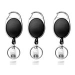 Teskyer 3 Pack Retractable Keyring, Retractable Lanyard, Retractable Badge Holder for Key Ring, ID Card