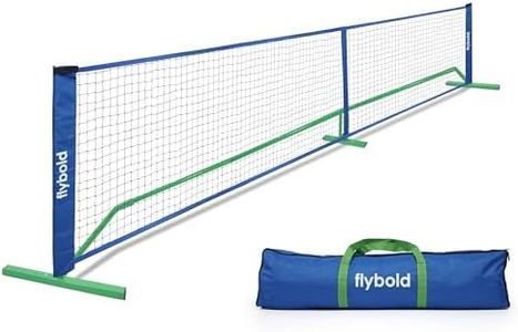 flybold Pickleball Nets | Portable Net Regulation Size Equipment Lightweight Sturdy Interlocking Metal Posts with Carrying Bag for Indoor Outdoor Pickle Ball Game Court | Full Court Size- 22ft