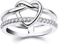 JO WISDOM 925 Sterling Silver Cubic Zirconia Infinity Knot Wedding Promise Heart Rings for Women Girls Size 7