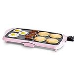 GreenLife Healthy Ceramic Nonstick, Extra Large 20" Electric Griddle for Pancakes Eggs Burgers and More, Stay Cool Handles, Removable Drip Tray, Adjustable Temperature Control, PFAS-Free, Soft Pink