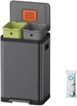 Mbillion Dual Trash Can for Recycling and Trash 2 x 20 Liter Bin, Kitchen Garbage Can with 2 Compartments Stainless Steel Recycle Trash Can with 2 Removable Plastic Inner Buckets 2 x 5.3 Gallon, Black