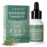 Arata Undiluted Rosemary Essential Oil For Hair Growth, Hair Fall Control & Nourishment | 100% Natural and Pure Blend | Strengthens Hair & Balances Scalp | 15ML