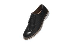 Neeman's Luxe Brogues for Men | Antique Finish Faux Leather (PU) with Mendelian Brogue Pattern | Comfortable Semi-Casual Brogues | Black UK7