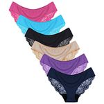 Sunm Boutique 6 Packs Bum Lace Undewear for Women, Ultra Thin Lace Briefs, Sexy Ladies Lace Knicker, Soft Bikini