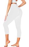 we fleece Women's Soft Capri Leggings-High Waisted Tummy Control Non See Through Workout Running Black Leggings Yoga Pants