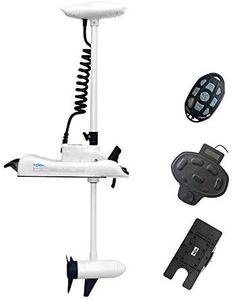 AQUOS HASWING White 12V55LBS 54inch Bow Mount Trolling Motor with Remote Control, Wired Foot Control, Quick Release Bracket for Inflatable Boat Bass Boat Aluminum Boat Fishing, Freshwater/Saltwater