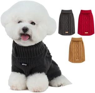 PINA Dog Sweater, Turtleneck Dog Sweater Classic Cable Knit, Dog Pullover Sweater Classic Warm Windproof, Puppy Sweater Winter Clothes for Small Medium Large Dogs