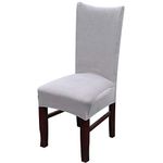 Velvet Stretch Spandex Plush Dining Chair Slipcovers -Chair Covers Solid Large Dining Room Chair Protector Home Decor (Light Gray, Pack of 4)