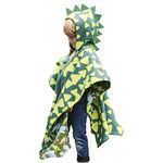 Kids Car Seat Poncho Green Dinosaur Warm Blanket Safe Use OVER Seat Belts Baby Toddler with Spikes Costume