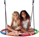 PlayVibe Spider Web Tree Swing – 40 Inch Saucer Swing for Kids Outdoor – Round Disc Swing with 800Lb Weight Capacity & Hanging Straps (Multicolor)