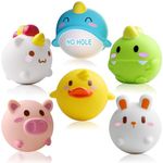 ANUOEXGO Baby Bath Toys Mold Free Infant Bath Toys for 12-18 Months Boys Girls- 6pcs No Hole Animal Bathtub Toys, Baby Bath Tub Toys for Toddlers 1-3 No Mold Floating Water Toys (NO Hole)