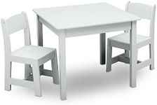Delta Children MySize Kids Wood Table and Chair Set (2 Chairs Included) - Ideal for Arts & Crafts, Snack Time, & More - Greenguard Gold Certified, Bianca White, 3 Piece Set
