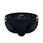 JOCKMAIL Men's Underwear Briefs Breathable Comfortable Mesh Underwear for Men, Black, Large