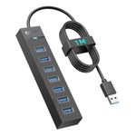 USB 3.0 Hub, SANZANG 7-Ports USB Hub, Multi Port USB Hub, Flash Drive, HDD, Console, Printer, Camera, Keyboard, Mouse (1M)