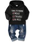 WESIDOM Baby Boy Clothes, Long Sleeve Printing Hoodie With Jeans Pants Outfits Set