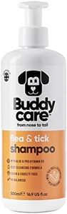 Buddycare Shampoo per Cani Antipulci e Zecche, elimina Acari, Detergente Tea Tree e Shampoo Antipulci all'eucalipto (500ml)