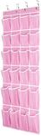 SAVERHO Hanging Shoe Organizer, Over The Door Shoe Organizer with 24 Breathable Mesh Pockets for Men Women Kids Hanging Shoe Storage Rack Organizer Size:58x21 Inch（Pink）